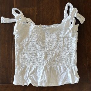 Bar III White Smocked Tank Top